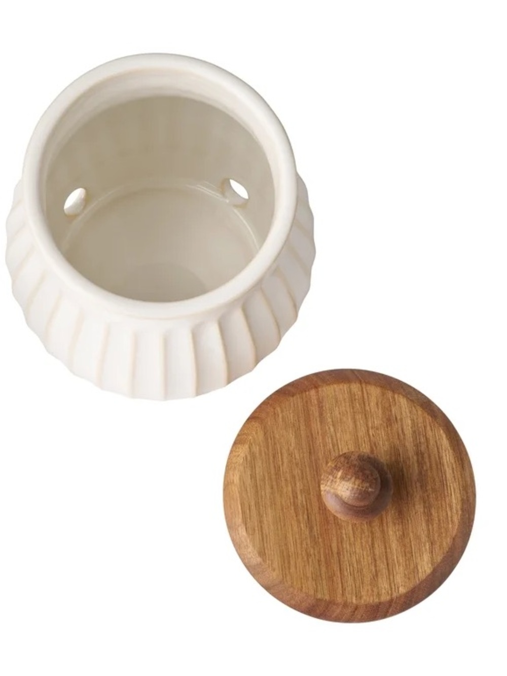 🌸 New Pioneer Woman Colette Garlic Vegetable Keeper Canister White Linen, Qty 1 - Picture 5 of 8